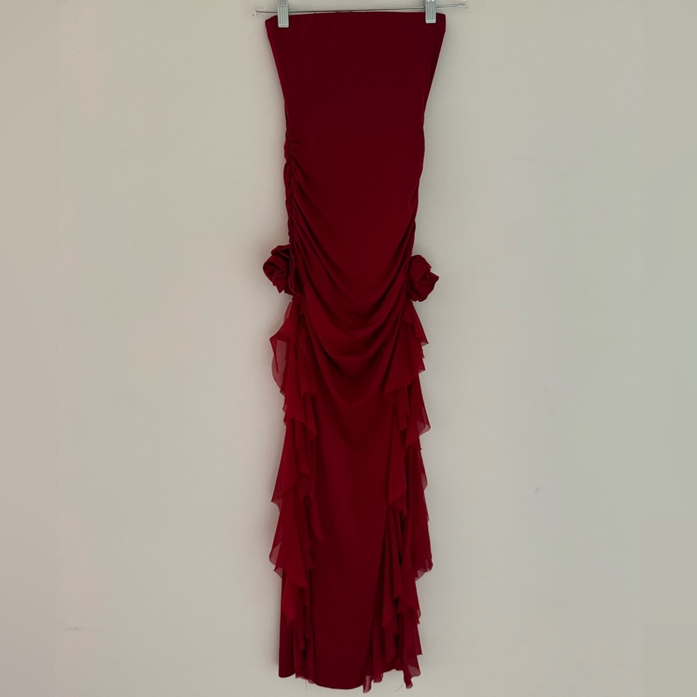 Red maxi bodycon dress